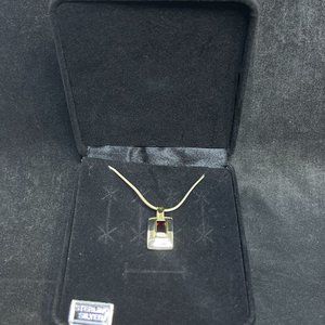 Sterling Silver Snake Chain Necklace W/Gold Tone & Sterling Pendant (4248)